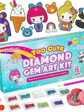 GirlZone Too Cute Diamond Gem Art Kit designed for children